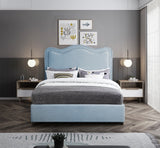 Felix Light Blue Linen Textured Fabric Queen Bed from Meridian - Luna Furniture