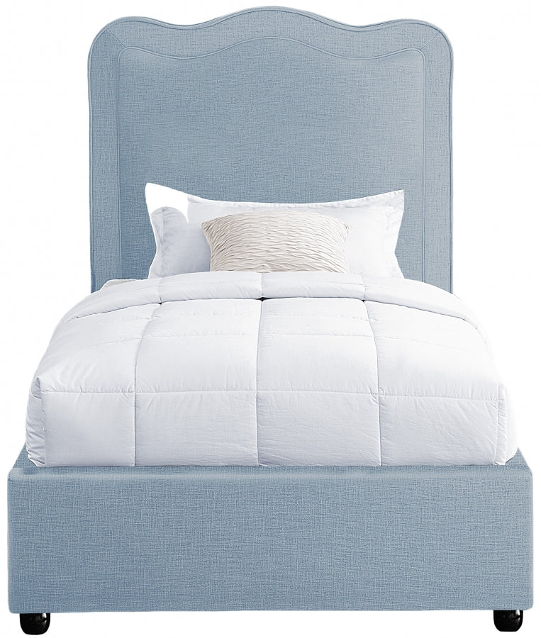 Felix Light Blue Linen Textured Fabric Twin Bed from Meridian - Luna Furniture