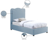 Felix Light Blue Linen Textured Fabric Twin Bed from Meridian - Luna Furniture