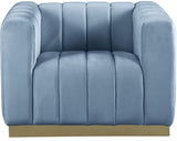 Blue Light Marlon Velvet Chair from Meridian - Luna Furniture