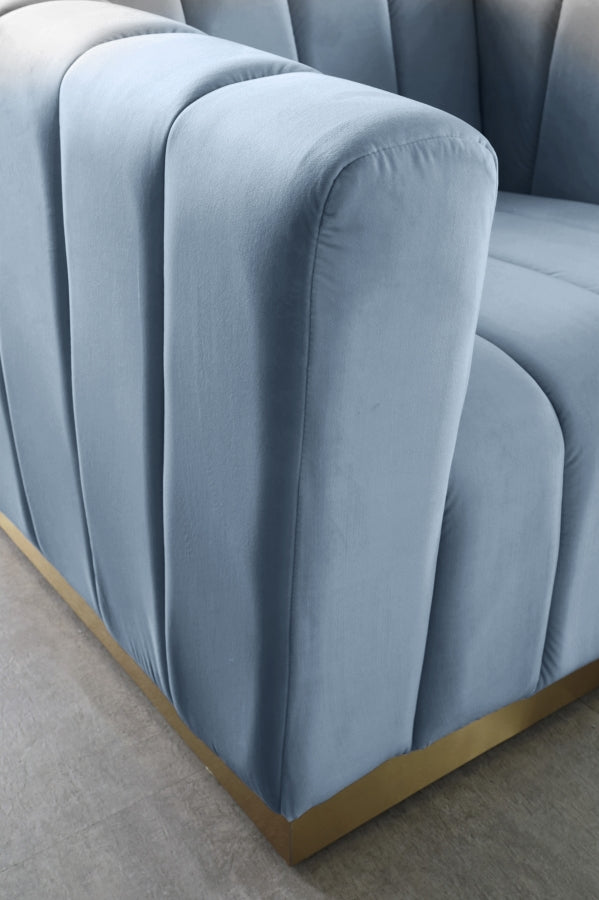 Blue Light Marlon Velvet Chair from Meridian - Luna Furniture