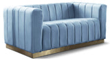 Blue Light Marlon Velvet Loveseat from Meridian - Luna Furniture