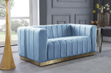 Blue Light Marlon Velvet Loveseat from Meridian - Luna Furniture