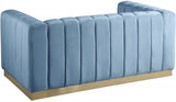 Blue Light Marlon Velvet Loveseat from Meridian - Luna Furniture