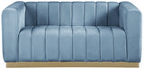 Blue Light Marlon Velvet Loveseat from Meridian - Luna Furniture