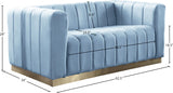 Blue Light Marlon Velvet Loveseat from Meridian - Luna Furniture