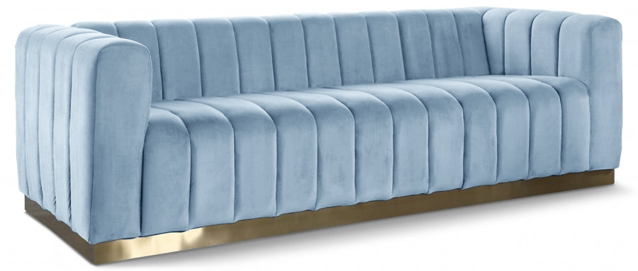 Blue Light Marlon Velvet Sofa from Meridian - Luna Furniture