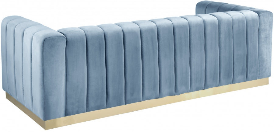 Blue Light Marlon Velvet Sofa from Meridian - Luna Furniture