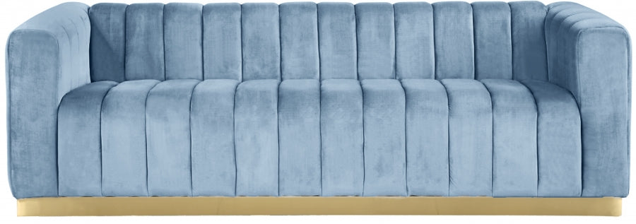 Blue Light Marlon Velvet Sofa from Meridian - Luna Furniture