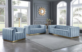 Blue Light Marlon Velvet Sofa from Meridian - Luna Furniture