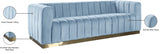 Blue Light Marlon Velvet Sofa from Meridian - Luna Furniture