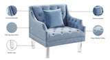 Roxy Light Blue Velvet Chair from Meridian - Luna Furniture