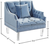 Roxy Light Blue Velvet Chair from Meridian - Luna Furniture