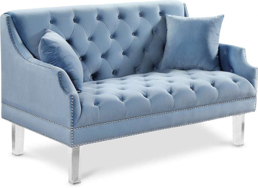 Roxy Light Blue Velvet Loveseat from Meridian - Luna Furniture