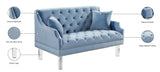 Roxy Light Blue Velvet Loveseat from Meridian - Luna Furniture