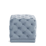 Stella Light Blue Velvet Ottoman | Stool from Meridian - Luna Furniture