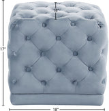 Stella Light Blue Velvet Ottoman | Stool from Meridian - Luna Furniture