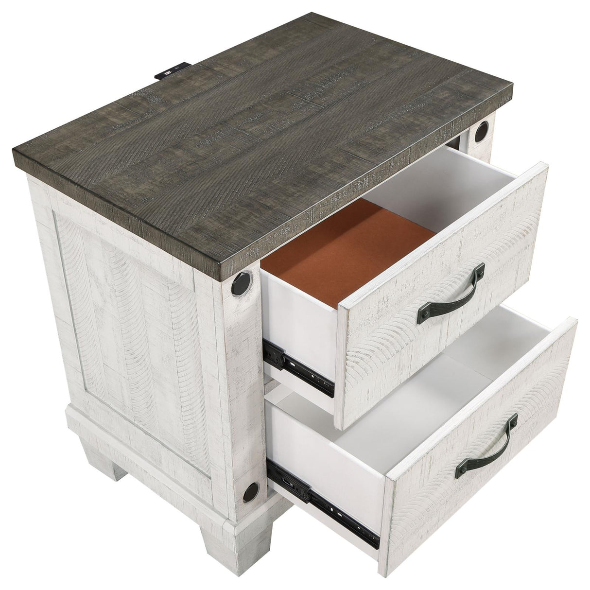 Lilith 2-drawer Nightstand Distressed Grey and White - 224472 - Luna Furniture