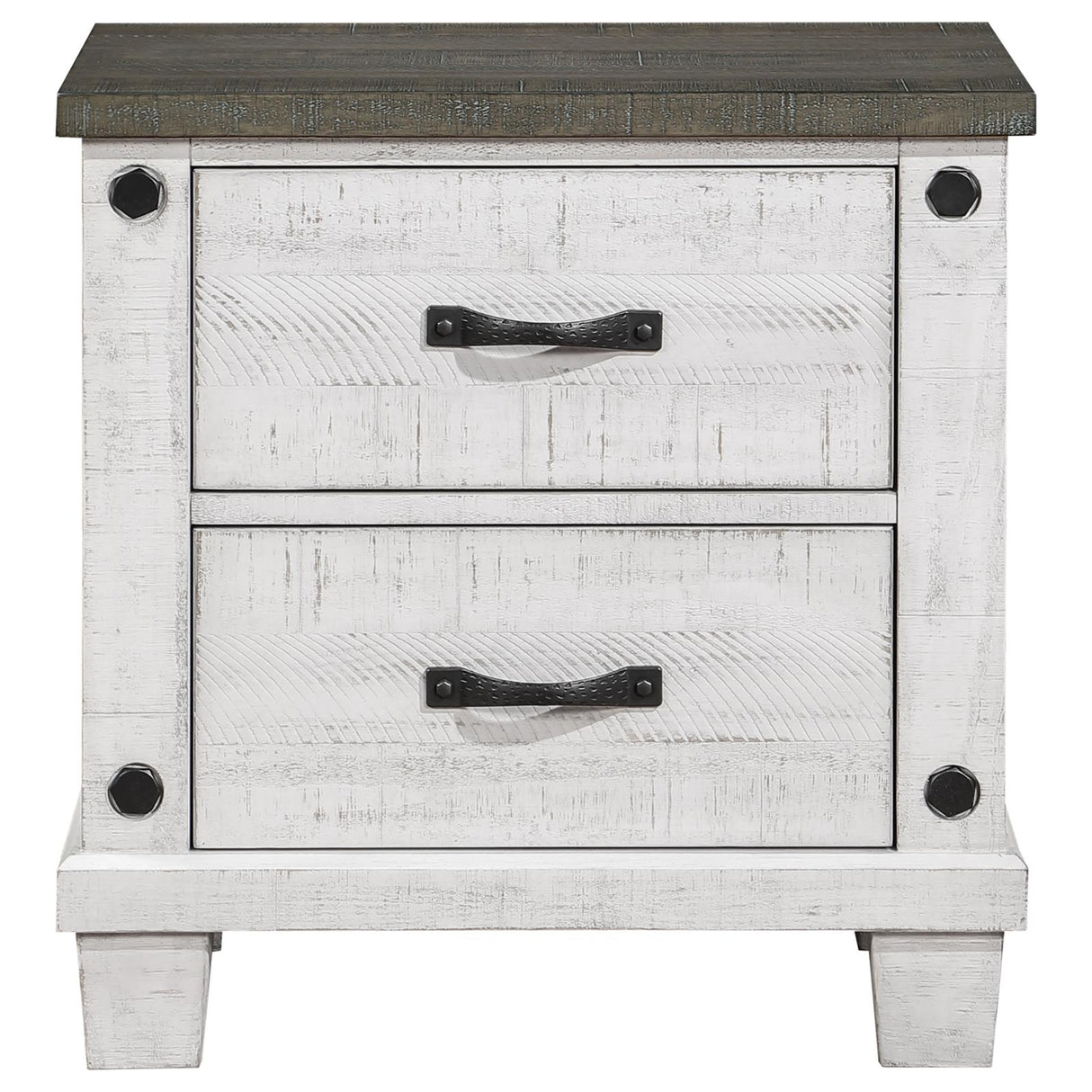 Lilith 2-drawer Nightstand Distressed Grey and White - 224472 - Luna Furniture