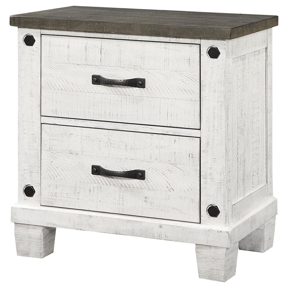 Lilith 2-drawer Nightstand Distressed Grey and White - 224472 - Luna Furniture