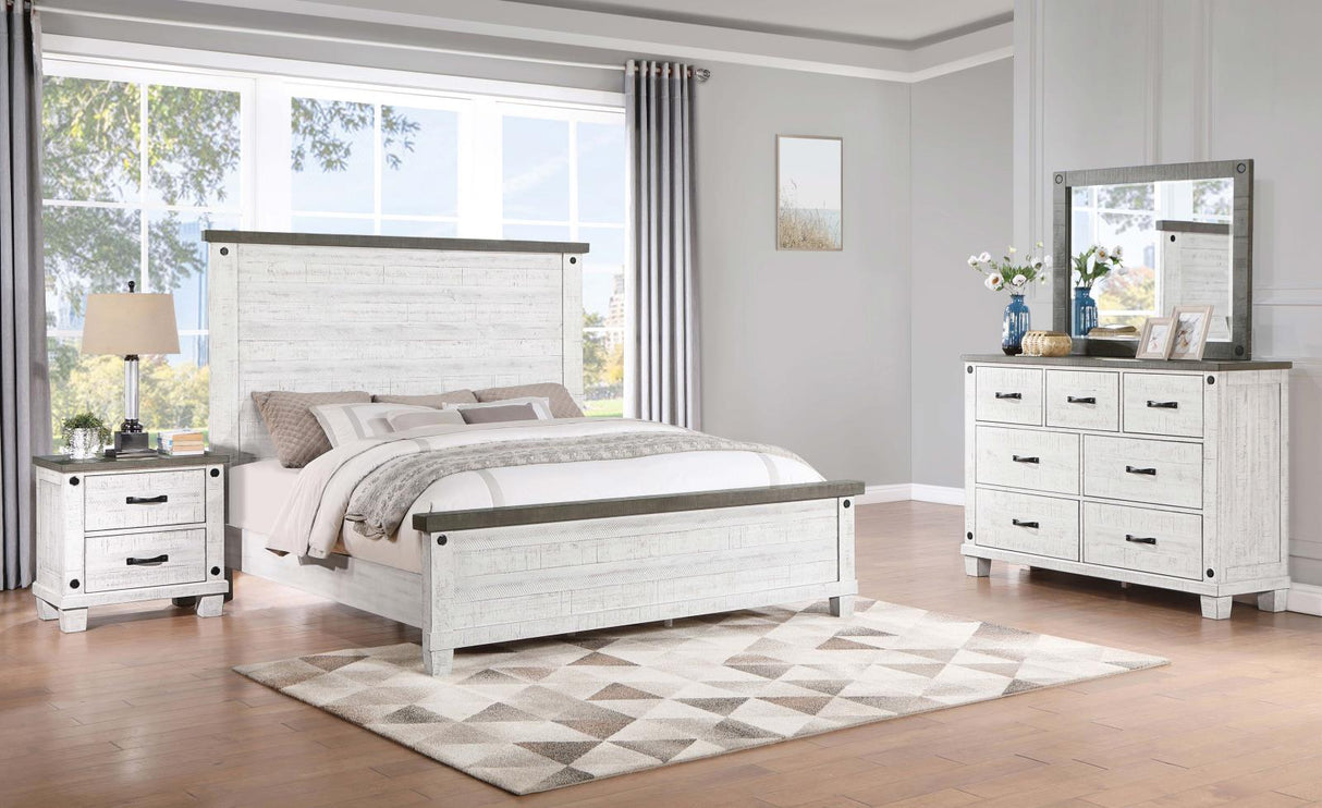 Lilith Distressed Grey/White 4-Piece Eastern King Bedroom Set from Coaster - Luna Furniture