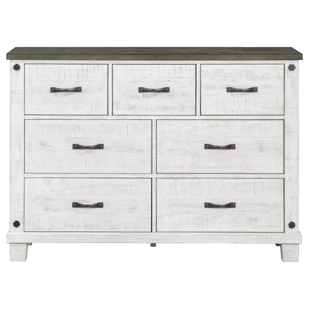 Lilith Distressed Grey/White 4-Piece Eastern King Bedroom Set from Coaster - Luna Furniture