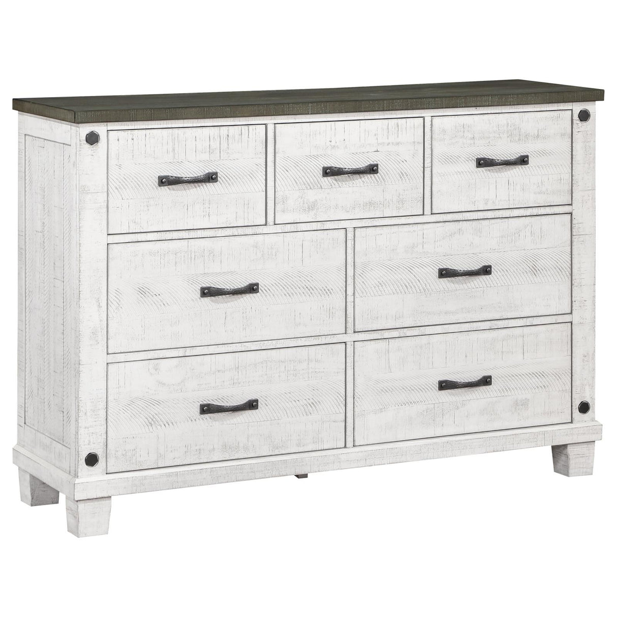 Lilith 4-piece Queen Bedroom Set Distressed Grey and White - 224471Q-S4 - Luna Furniture