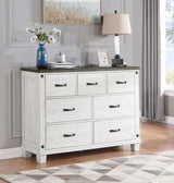 Lilith 7-drawer Dresser Distressed Distressed Grey and White - 224473 - Luna Furniture