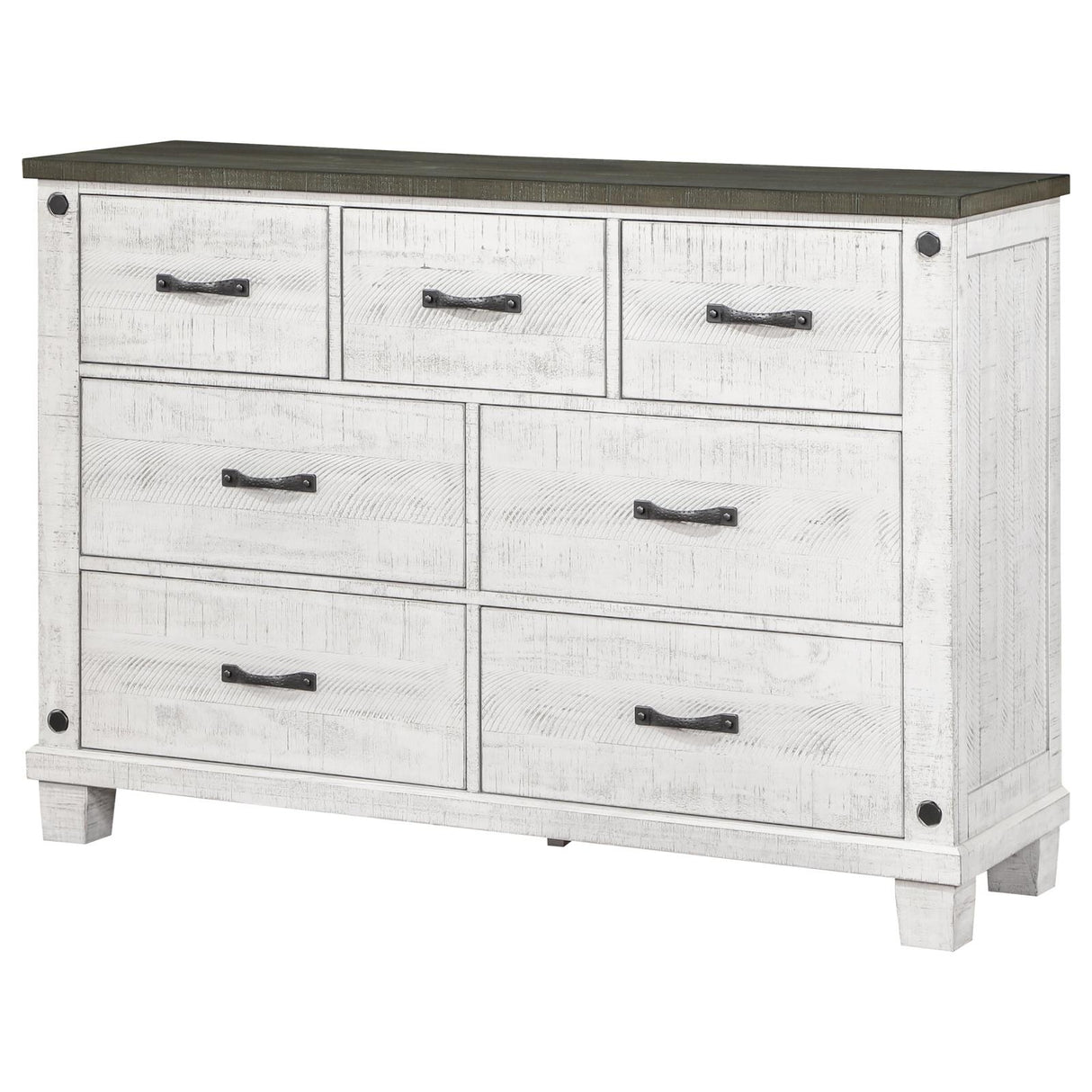 Lilith 7-drawer Dresser Distressed Distressed Grey and White - 224473 - Luna Furniture