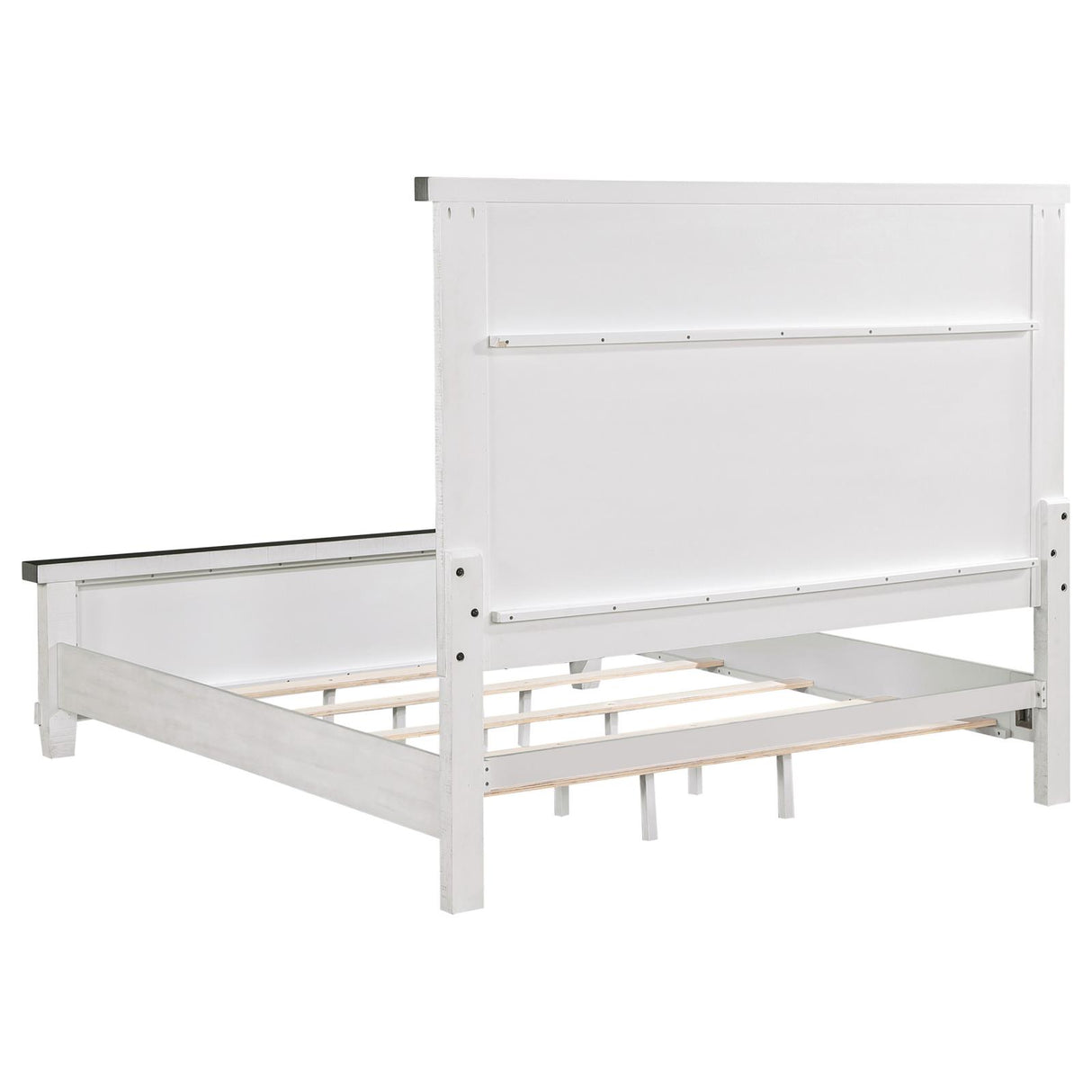 Lilith Eastern King Panel Bed Distressed Grey and White from Coaster - Luna Furniture