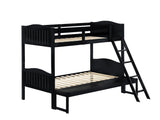 Littleton Black Twin/Full Bunk Bed with Ladder from Coaster - Luna Furniture