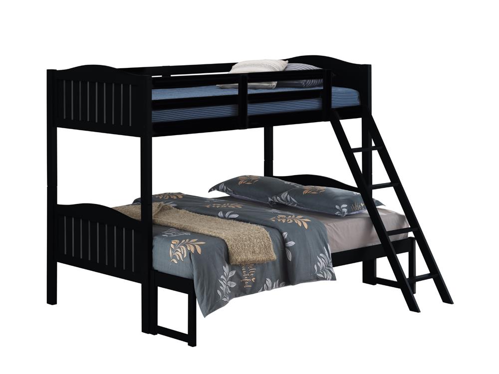 Littleton Black Twin/Full Bunk Bed with Ladder from Coaster - Luna Furniture