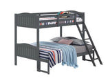 Littleton Gray Twin/Full Bunk Bed with Ladder from Coaster - Luna Furniture