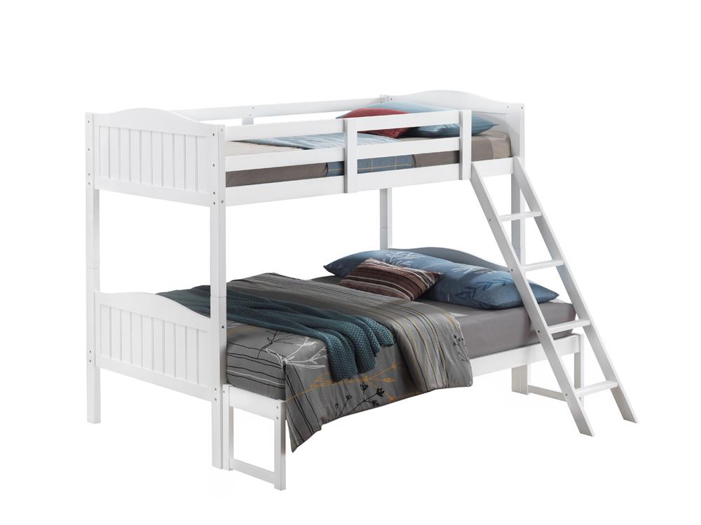 Littleton White Twin/Full Bunk Bed with Ladder from Coaster - Luna Furniture