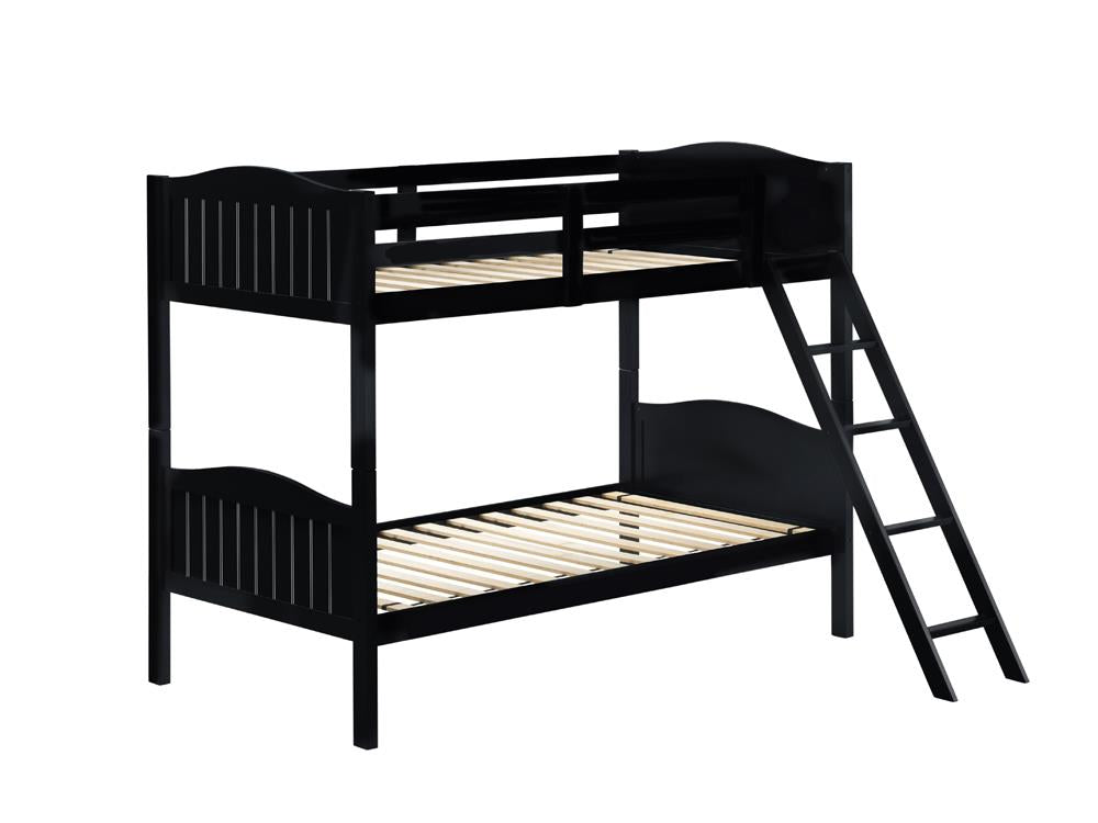 Littleton Black Twin/Twin Bunk Bed with Ladder from Coaster - Luna Furniture