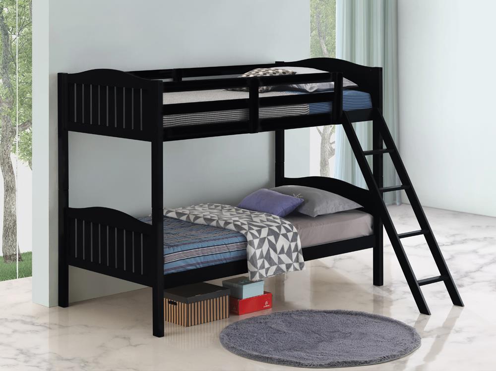 Littleton Black Twin/Twin Bunk Bed with Ladder from Coaster - Luna Furniture