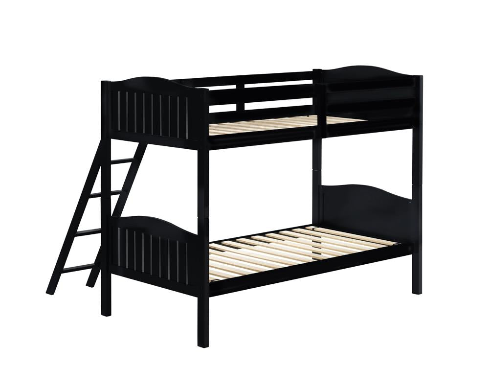 Littleton Black Twin/Twin Bunk Bed with Ladder from Coaster - Luna Furniture