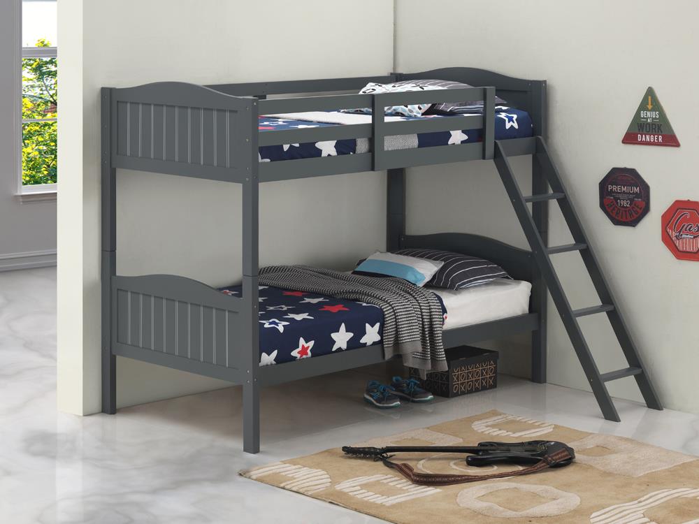 Littleton Gray Twin/Twin Bunk Bed with Ladder from Coaster - Luna Furniture