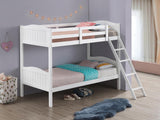 Littleton White Twin/Twin Bunk Bed with Ladder from Coaster - Luna Furniture