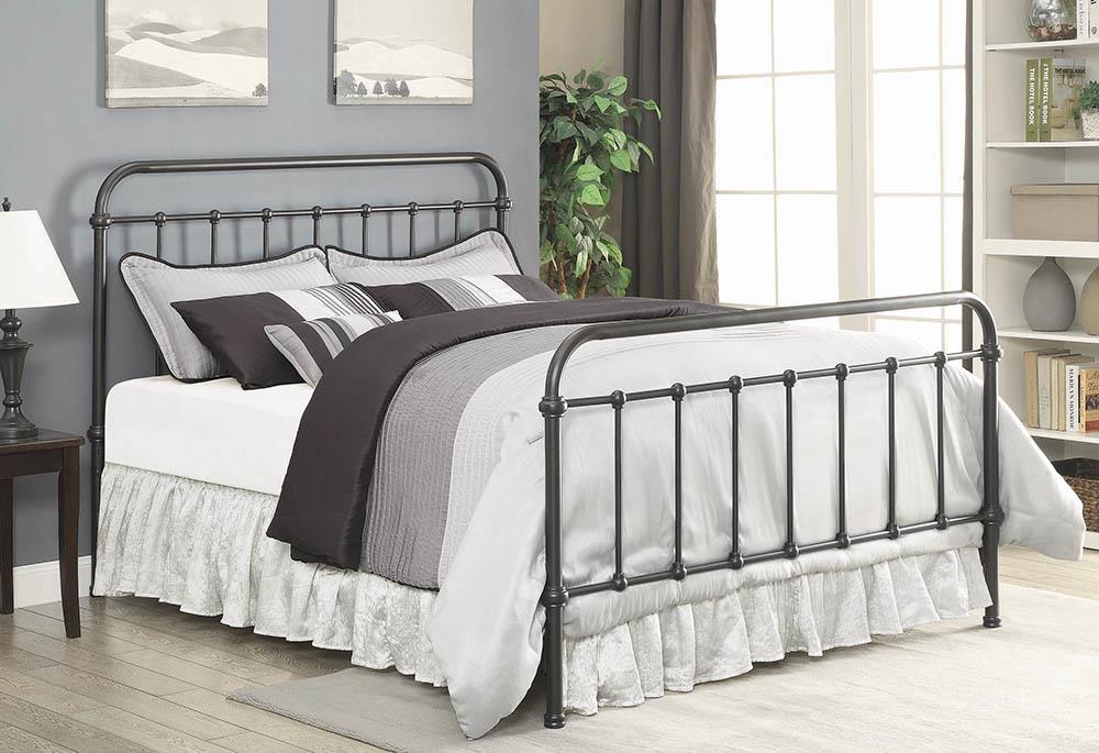 Livingston California King Panel Metal Bed Dark Bronze from Coaster - Luna Furniture