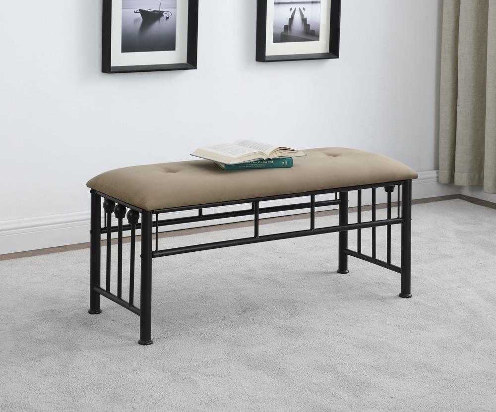 Livingston Brown/Dark Bronze Upholstered Bench from Coaster - Luna Furniture