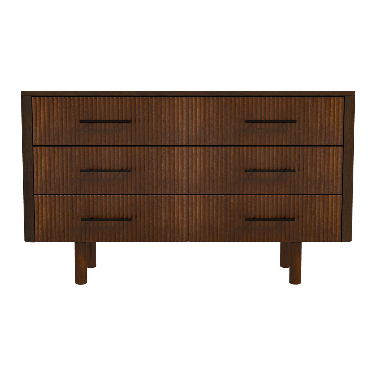 Logan Mid Century Modern Walnut Dresser with 6 Drawers - AFC01823 - Luna Furniture