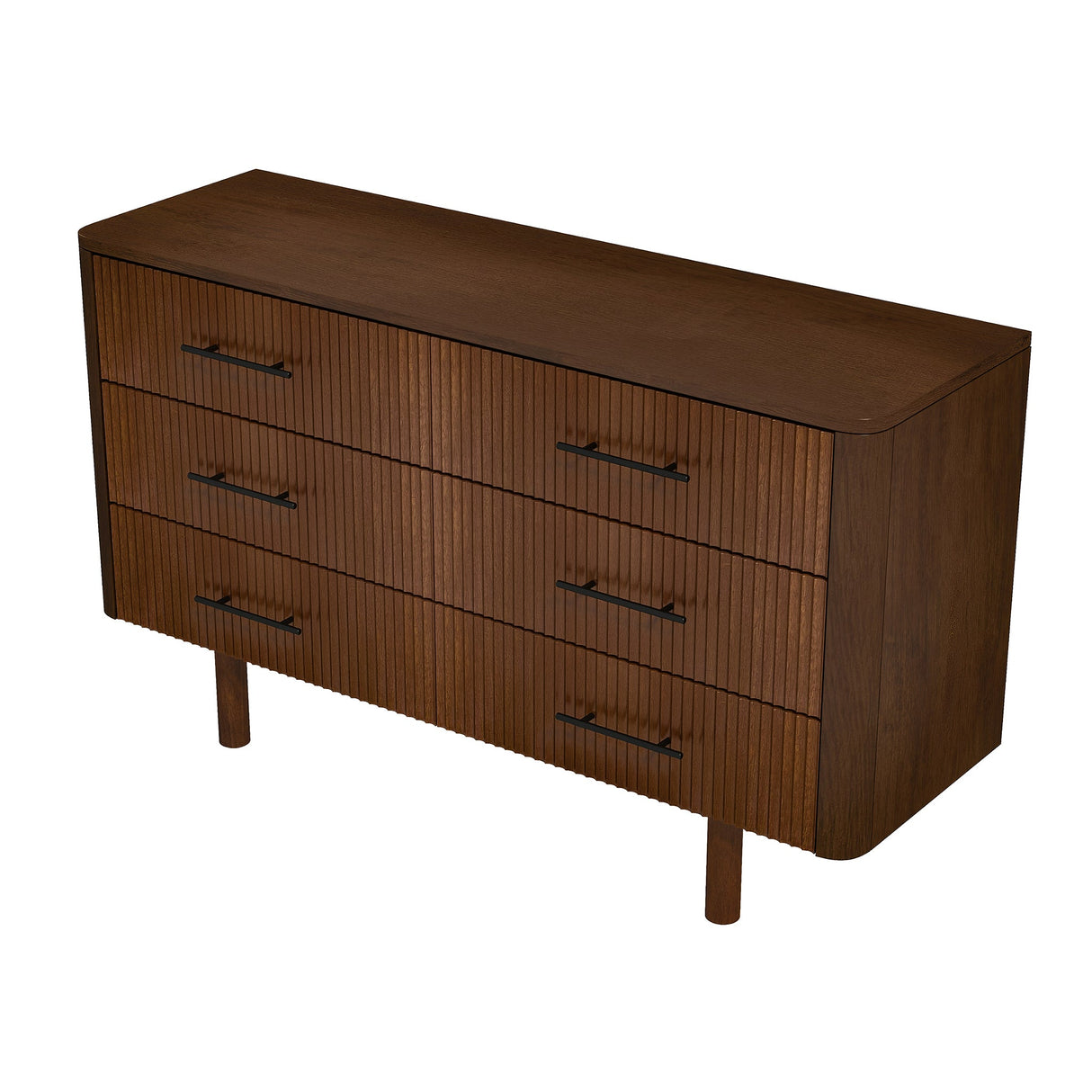 Logan Mid Century Modern Walnut Dresser with 6 Drawers - AFC01823 - Luna Furniture