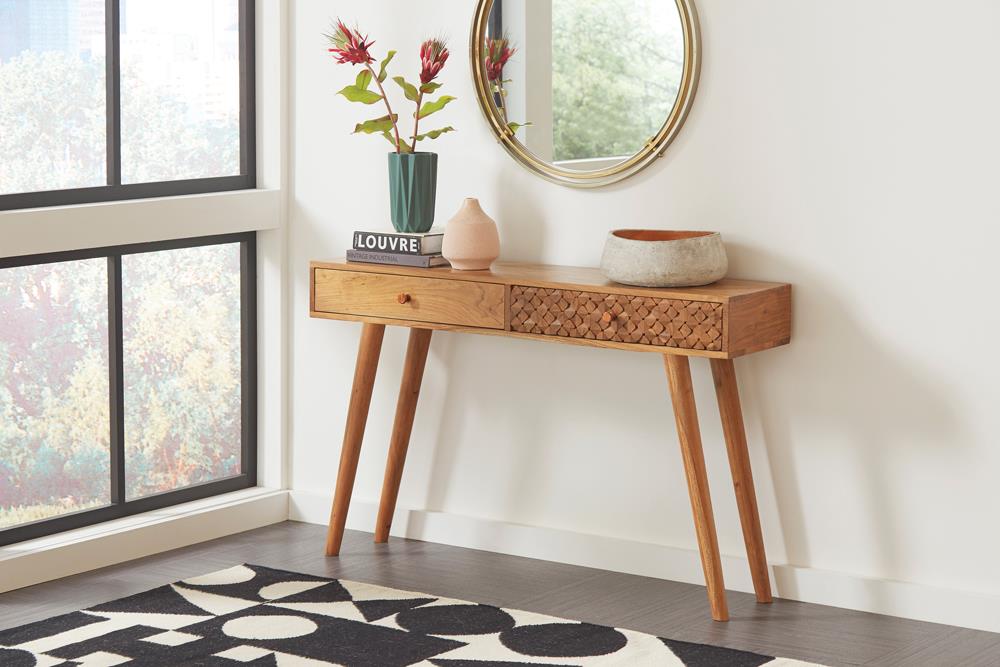 Lotus Natural Brown 2-Drawer Console Table from Coaster - Luna Furniture