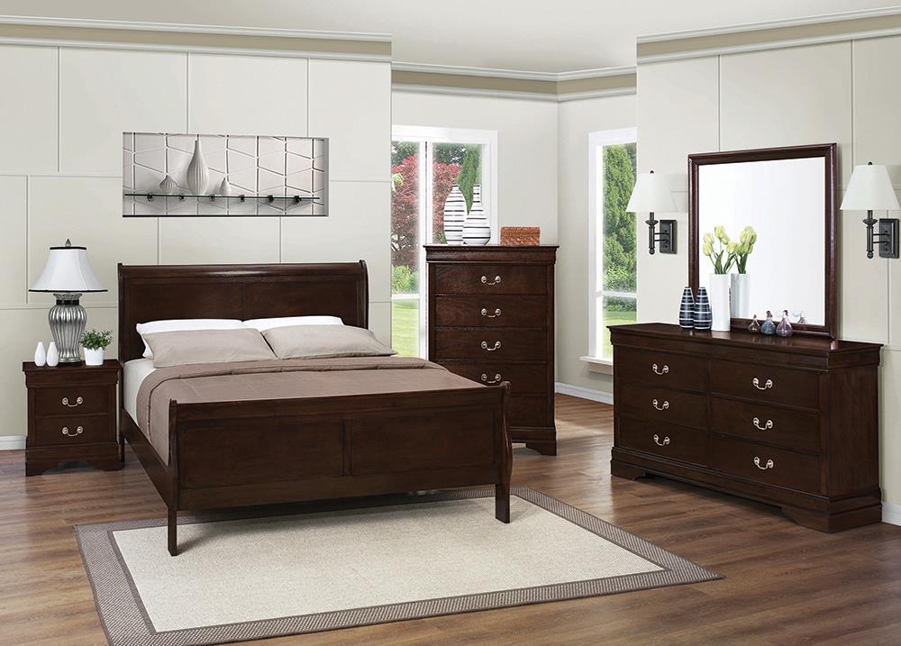 Louis Philippe Panel Bedroom Set with High Headboard - 202411F-S4 - Luna Furniture