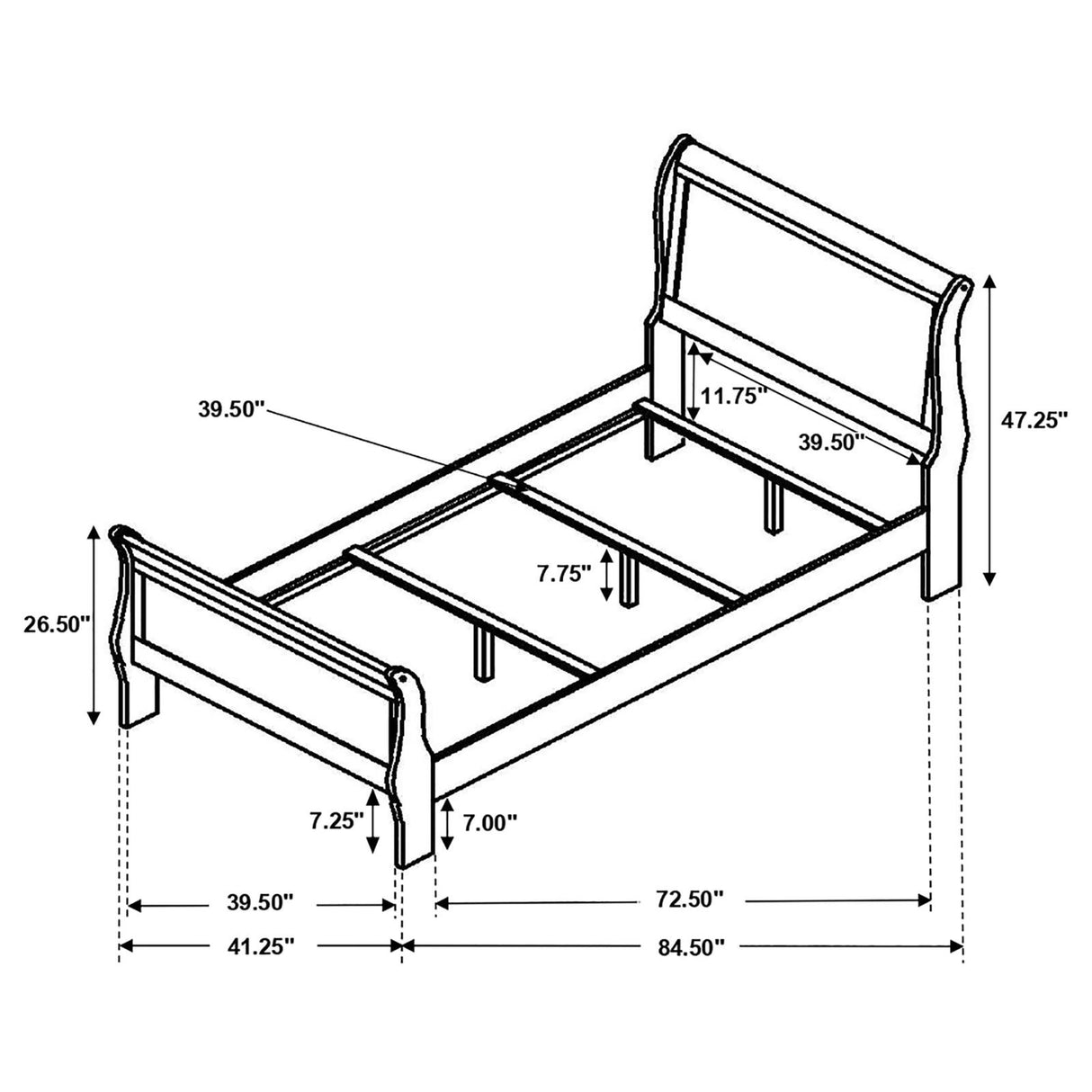 Louis Philippe Panel Bedroom Set with High Headboard - 202411T-S4 - Luna Furniture