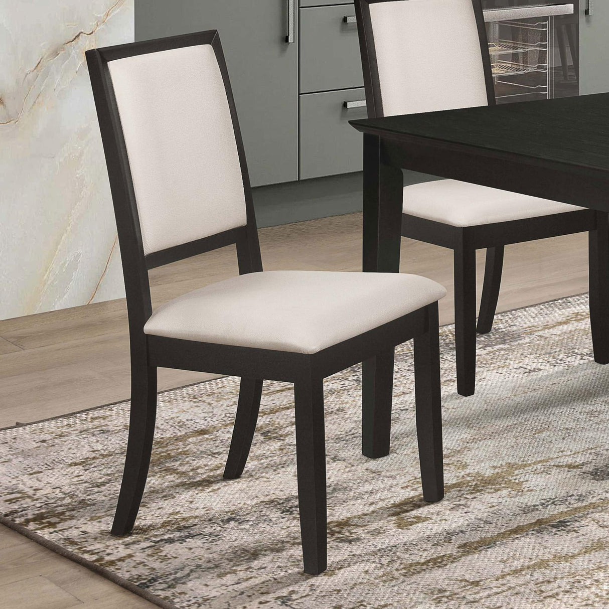 Louise Upholstered Dining Side Chairs Black and Cream (Set of 2) - 101562 - Luna Furniture