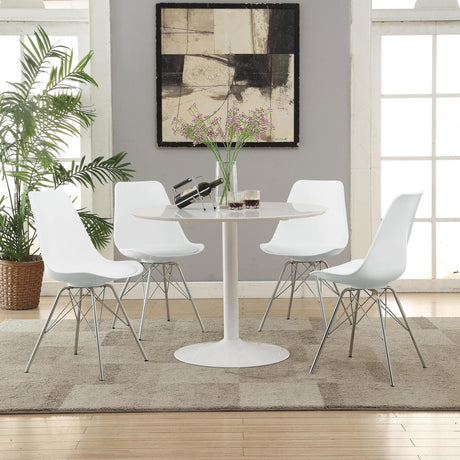 Lowry 5-piece Round Dining Set Tulip Table with Eiffel Chairs White - 105261-S5W - Luna Furniture