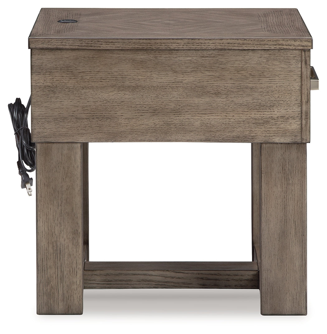 Loyaska Grayish Brown/White End Table - T854-3 - Luna Furniture