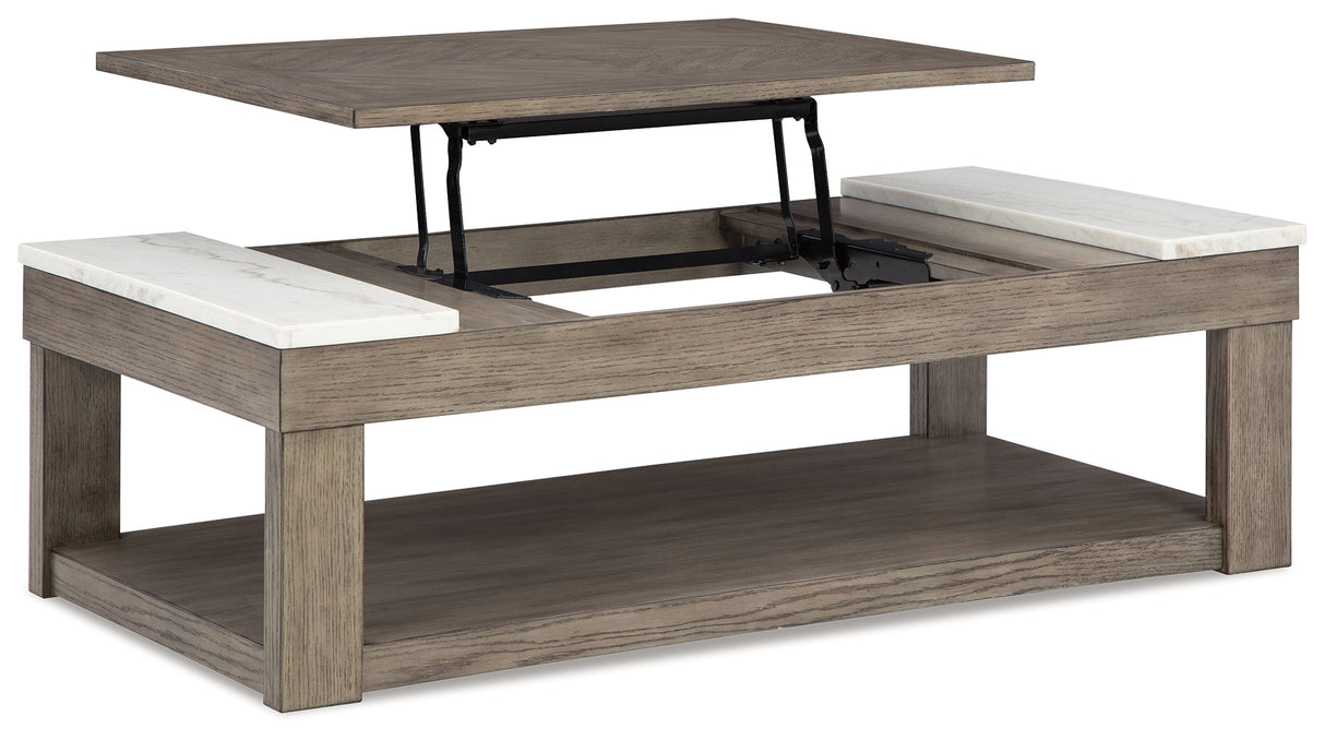 Loyaska Grayish Brown/White Lift-Top Coffee Table - T854-9 - Luna Furniture